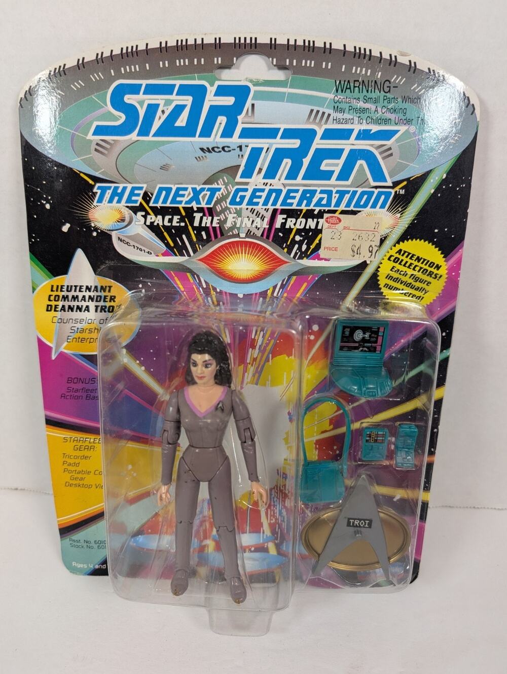 1992 Playmates Star Trek Next Generation Deanna Troi Figure in Purple Uniform